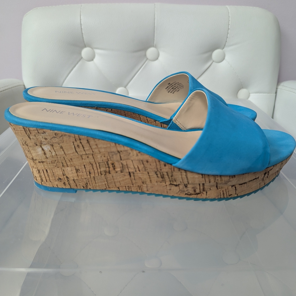 Nine West Blue Wedge Sandals